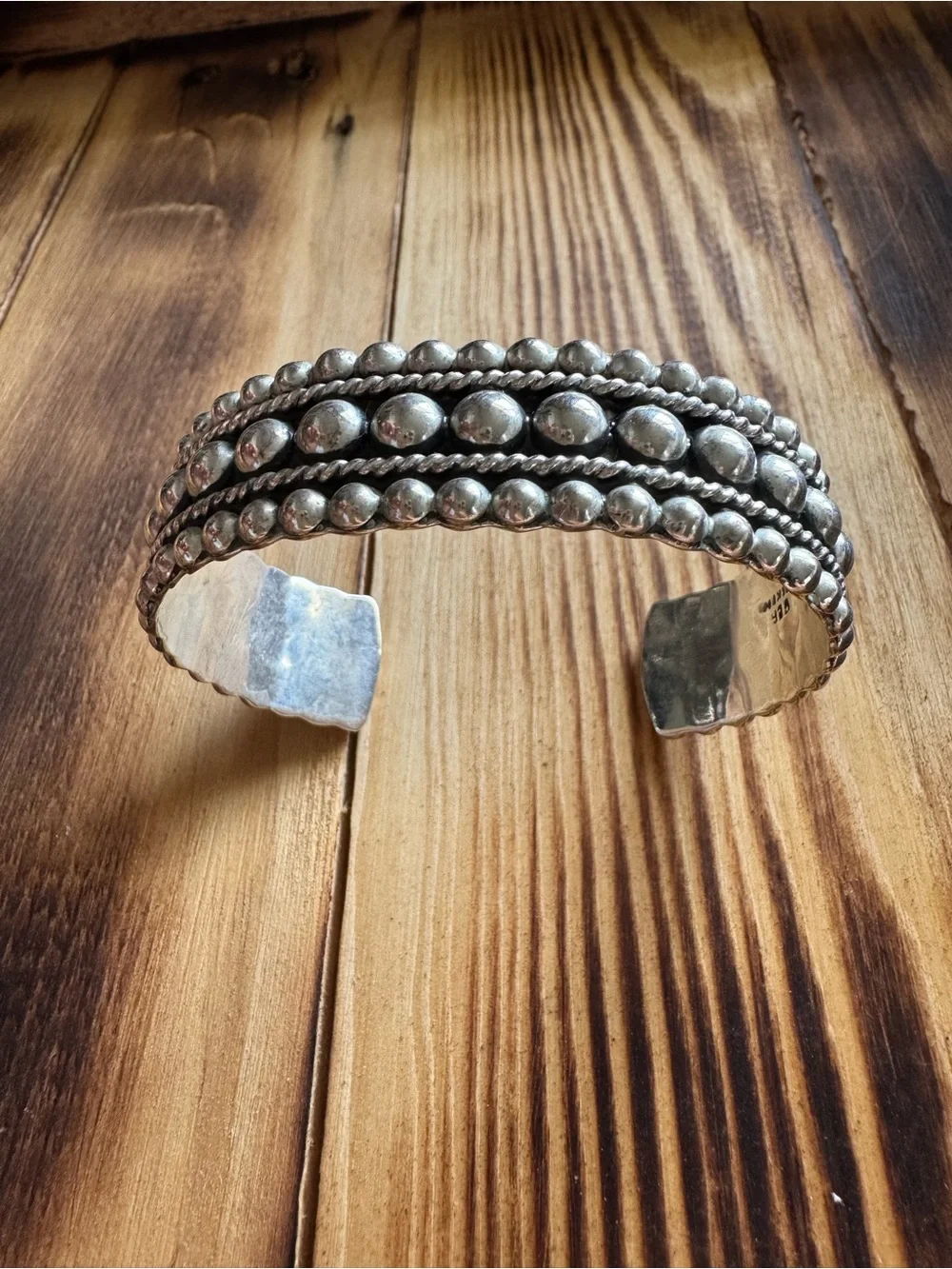 Vintage Taxco Mexico Sterling Silver Beaded Cuff